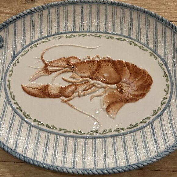 Fitz & Floyd Large Oval Platter Lobster Seaboard Large Serving 20” - Picture 2 of 6
